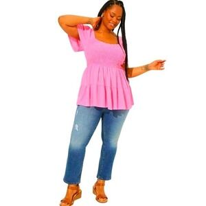 Torrid Pink Babydoll Top Pus Size 2 Fits 18-20